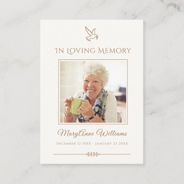 Carte commémorative funéraire Sympathy Bird Wake (Devant)