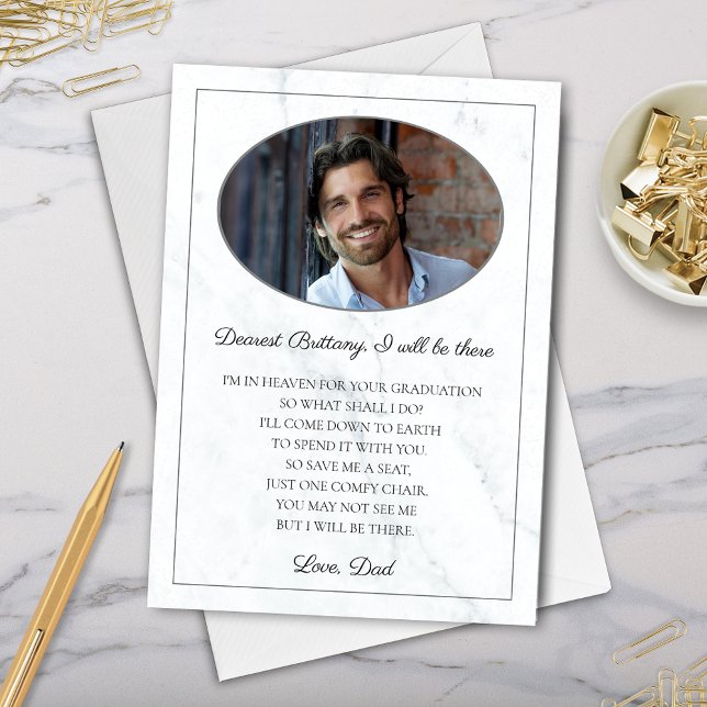 Carte commémorative moderne élégante de papa à Gra (elegant memorial photo card from deceased family member or friend to graduate for i will be there)