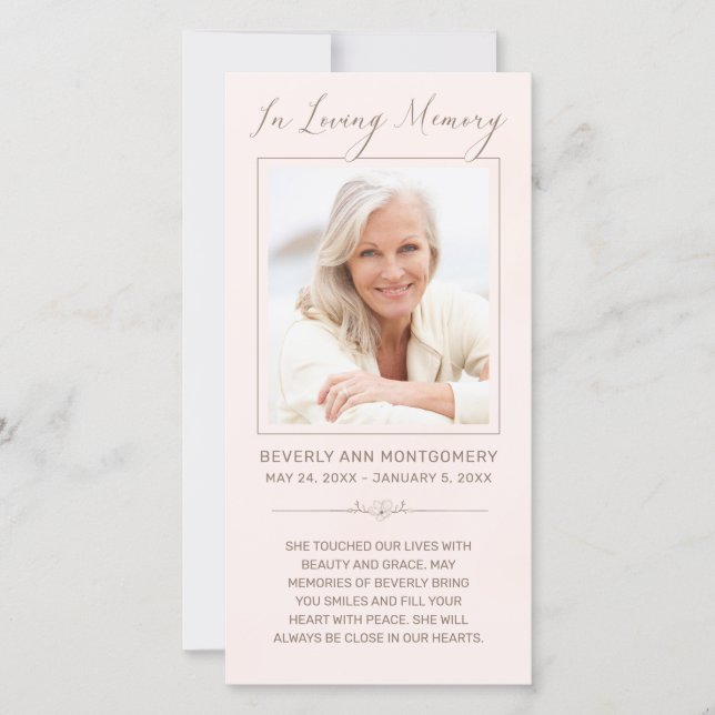 Carte commémorative Sympathy Photo Blush Pink Wate (Devant)