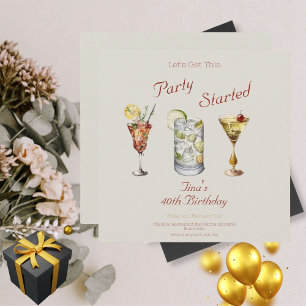 Carte Commençons cette fête pour adultes 40e anniversair