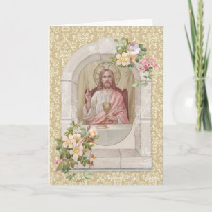 Carte Communion eucharistique Jésus religieux catholique