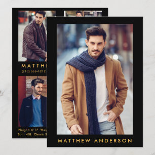 Carte Comp Acteur Modèle - 4 Photo Back Gold