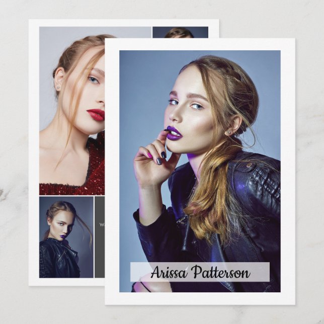 Carte Comp/Zed 5x7 à 2 faces 5 modèle photo Actor (Devant / Derrière)