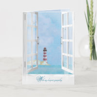 compassion phare océanique en aquarelle de fenêtre