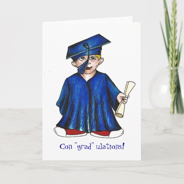 Carte Con "grad", les règlements ! Diplôme Bleu Garçon (Devant)
