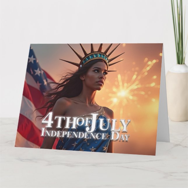 Carte Conception 4 juillet splendide - Fireworks & Freed (Devant)