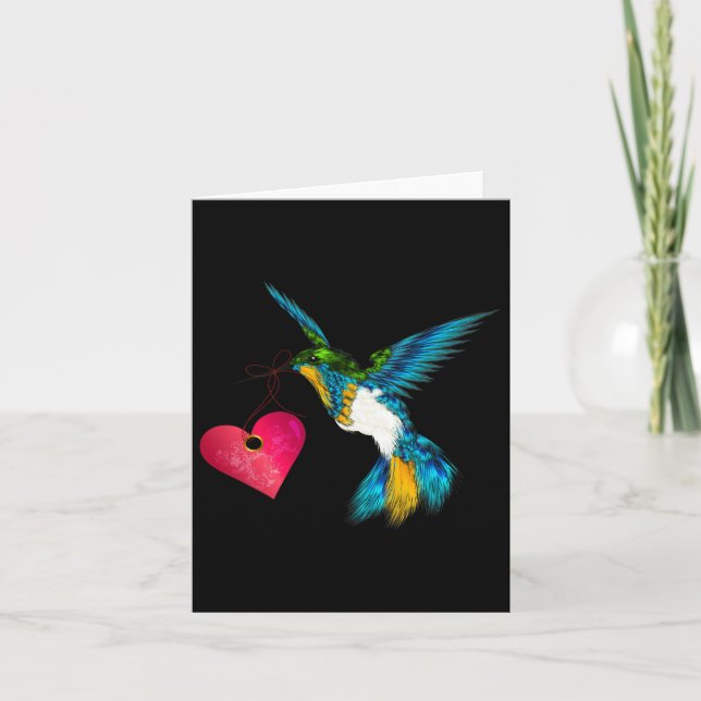 Carte Conception d'art de colibri mignon avec cœur pour  (Devant)