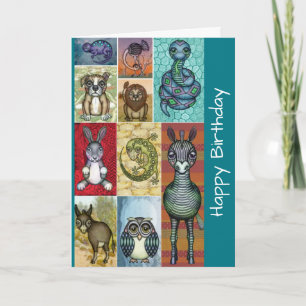 Carte Conception d'Art Populaire de Collage d'Animaux Mi