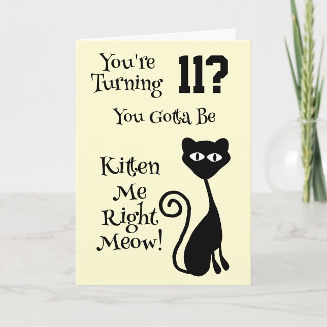 Carte Conception de chat Personnalisée 11e anniversaire (Devant)