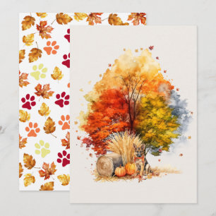 Carte Conception de chien d'automne à l'aquarelle - Berg