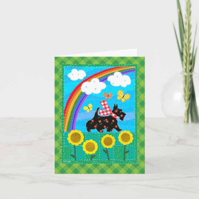 Carte Conception de courtepoint arc-en-ciel Happy Scotti (Devant)