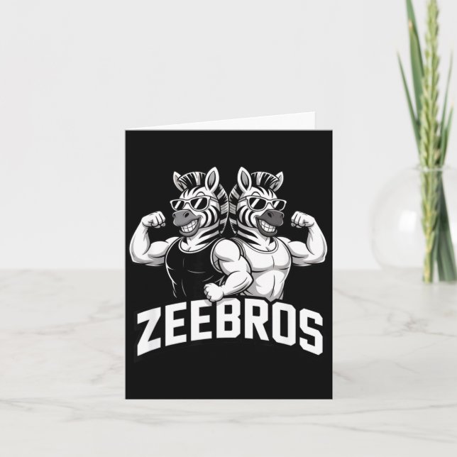 Carte Conception de duo de zèbre mignon Zeebros pour les (Devant)