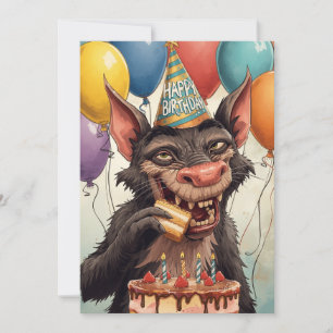 Carte Conception de gâteau d'anniversaire drôle de diabl