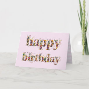 Carte Conception de texte Joyeux Anniversaire avec des f