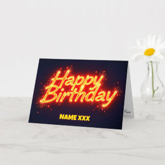 Carte Conception de texte lumineux Joyeux Anniversaire N