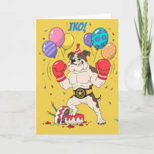 Carte Conception de TKO Bulldog de boxe Anniversaire Kno
