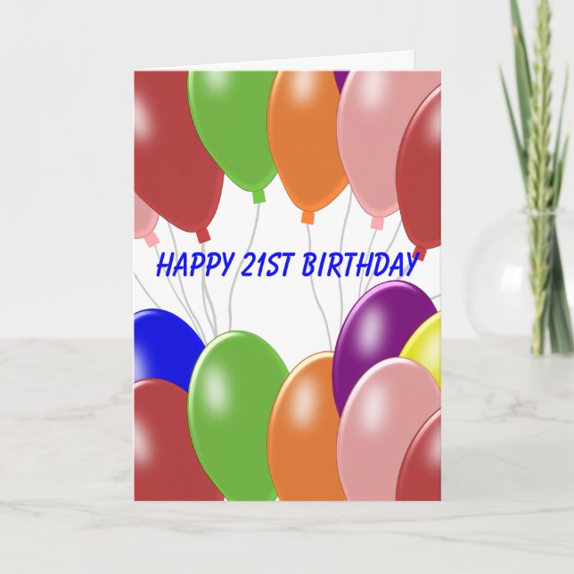Carte Conception des ballons Personnalisé 21e anniversai (Devant)