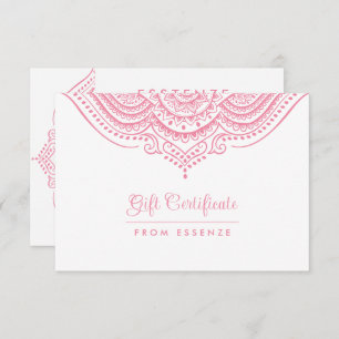 Carte Conception d'un certificat cadeau Mandala rose