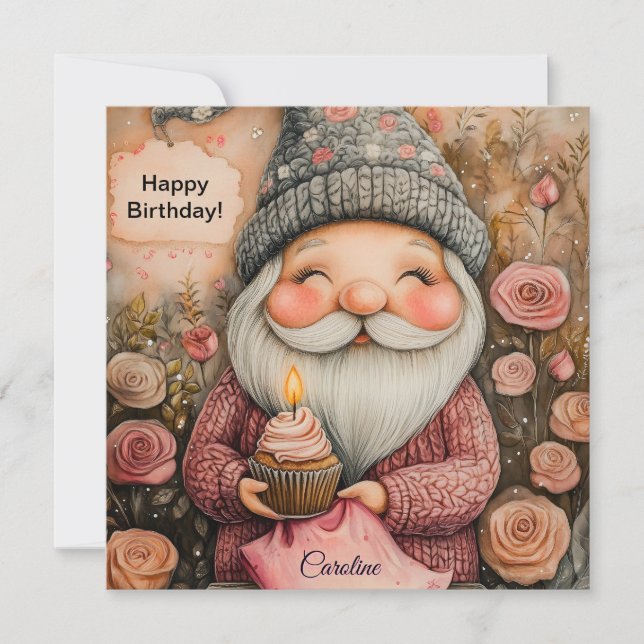Carte Conception personnalisable Gnome Anniversaire (Devant)