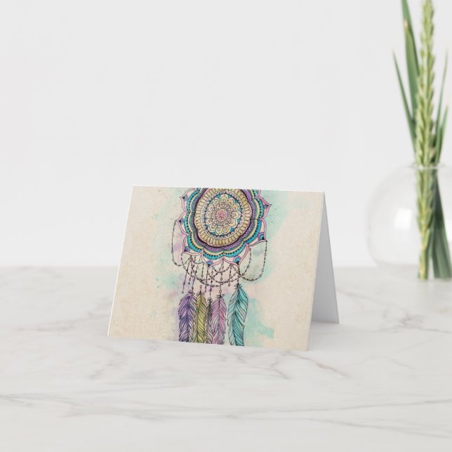 Carte conception tribale de mandala de dreamcatcher de (Devant)