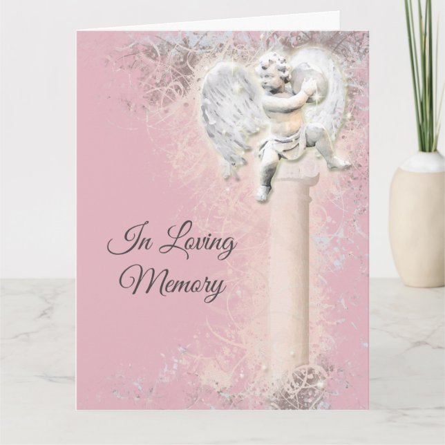 Carte condoléances de l'ange "en mémoire de l'amour" | P (Devant)