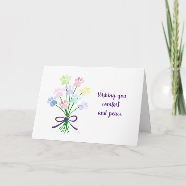 Carte Condoléances de perte de animal de compagnie patte (Devant)