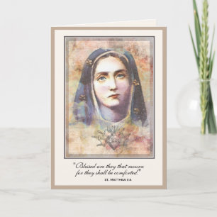 Carte Condolence de sympathie catholique Vierge Marie