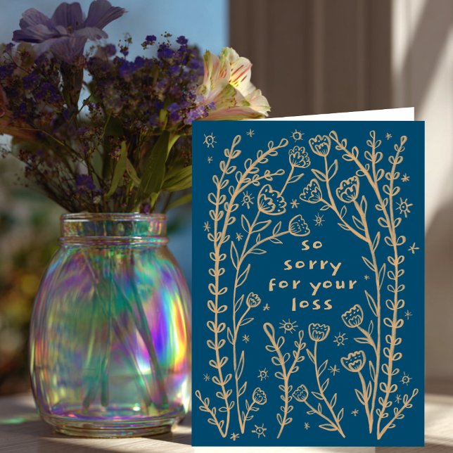 Carte Condolences Désolé Wildflower Floral Sketch Doodle (Condolences Sorry for your loss Wildflower Floral Sketch Doodle Card
)