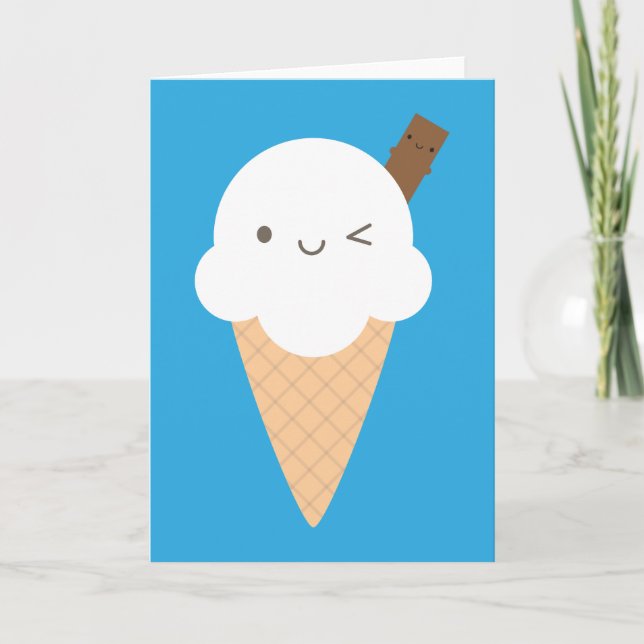 Carte Cone de crème glacée Kawaii (Devant)