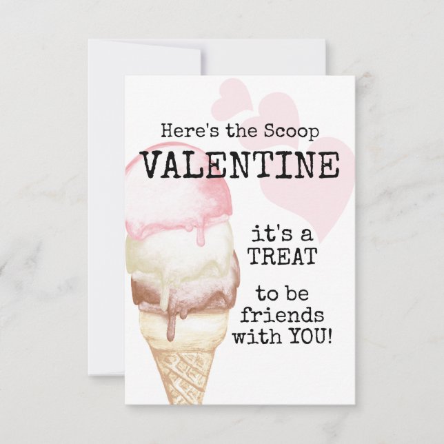 Carte Cone de crème glacée Saint-Valentin (Devant)