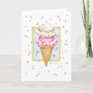 Carte Cone de glace à deux planches d'anniversaire