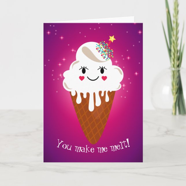 Carte Cône de glace adorable pour la Saint-Valentin (Devant)