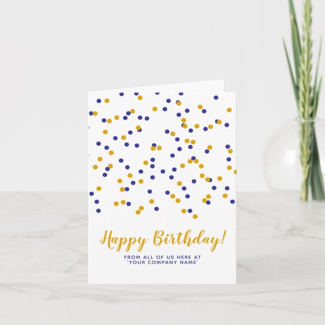 Carte Confetti Jaune Bleu Personnalisé SVG Joyeux annive (Devant)