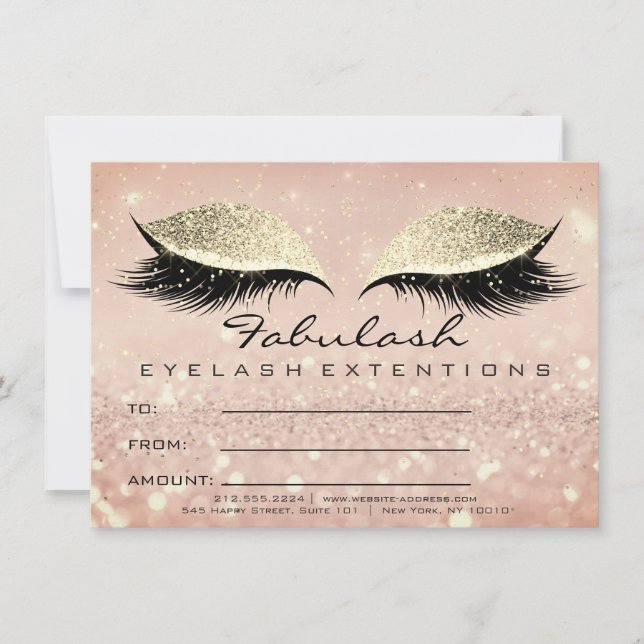 Carte Confetti Lashes Gold Lux certificat de maquillage  (Devant)