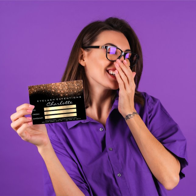 Carte Confetti Parties scintillant cuivre noir certifica (Confetti Glitter Copper Black Certificate Gift)