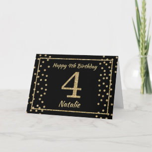 Carte Confetti Parties scintillant Noir et Or 4e a