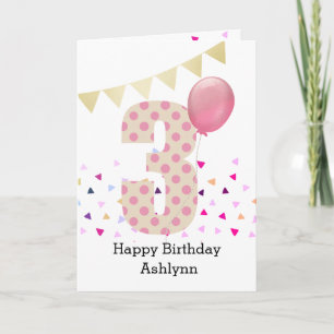 Carte Confetti Pink Polka Dot 3e anniversaire