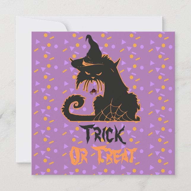 Carte Confettis Chat Noir Sorcière Araignée Épouvantable (Devant)