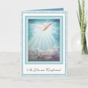 Carte Confirmation Saint-Esprit Nuages Rayons Colombe