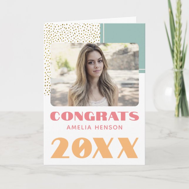 Carte Congrats Modernes Parties scintillant d'or Photo d (Devant)