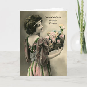 Carte Congrats vintages De Divorce Avec Fleurs