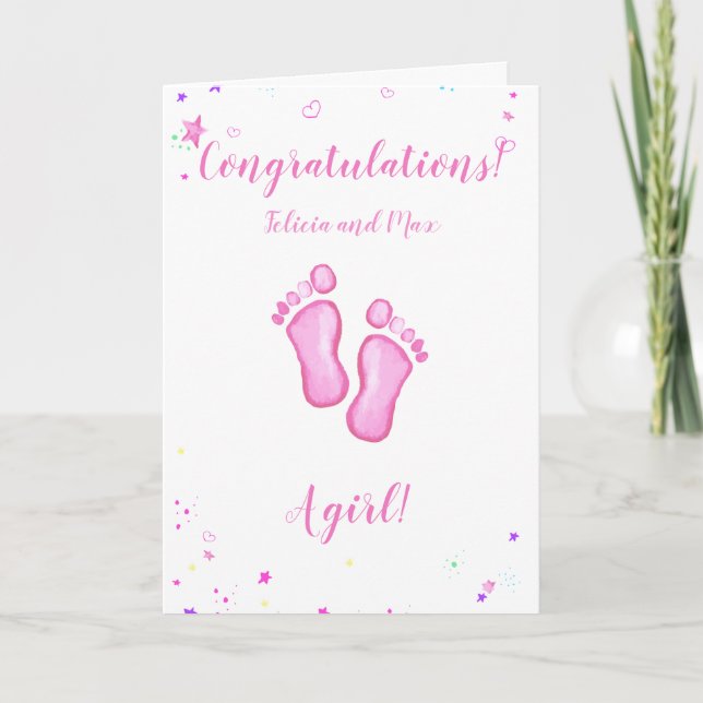 Carte Congratulations a baby girl customizable nam (Devant)