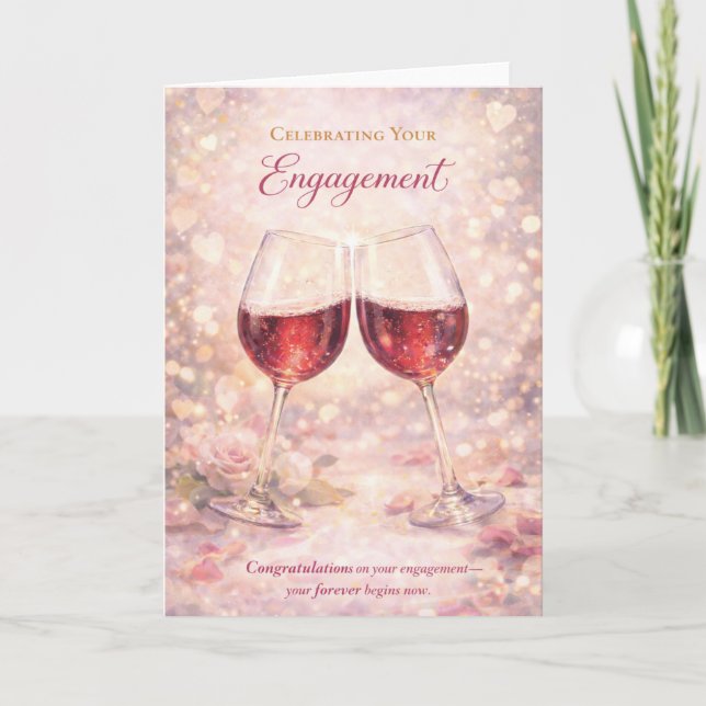 Carte Congratulations Engagement Card - Wine Glasses (Devant)