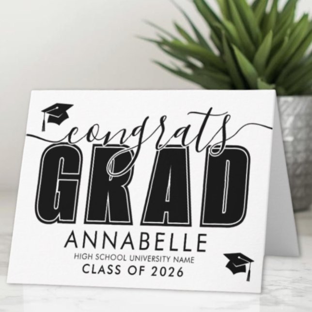 Carte Congratulations Grad Black White Graduation (Congratulations Grad Black White Graduation Card)