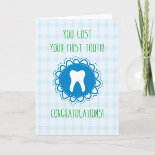 Carte Congratulations sur Losing First Tooth, Blue !