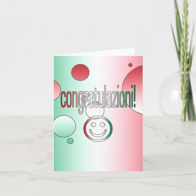 Carte Congratulazioni ! Le drapeau de l'Italie colore (Devant)