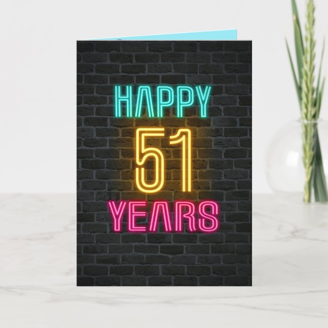 Carte Connexion néon en brique pour 51e anniversaire (Devant)