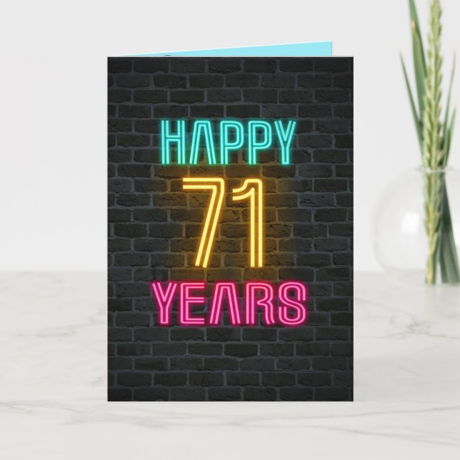 Carte Connexion néon en brique pour 71e anniversaire (Devant)