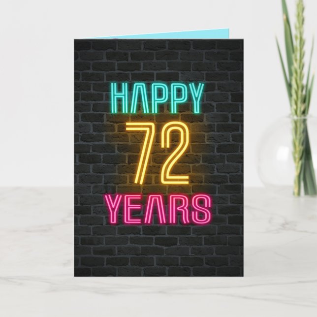Carte Connexion néon en brique pour 72e anniversaire (Devant)