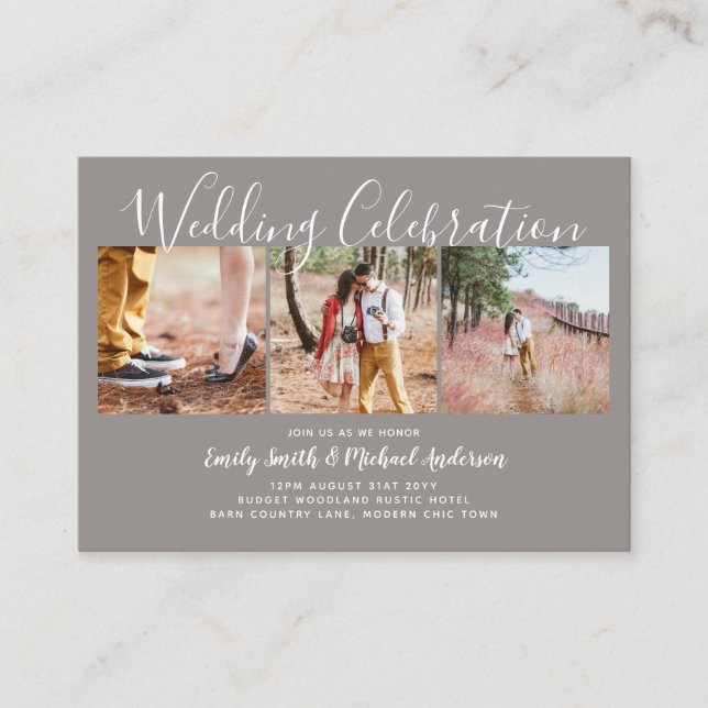 Carte Conseil 100 Qualité Budget PHOTO Wedding Invite PETIT (Devant)